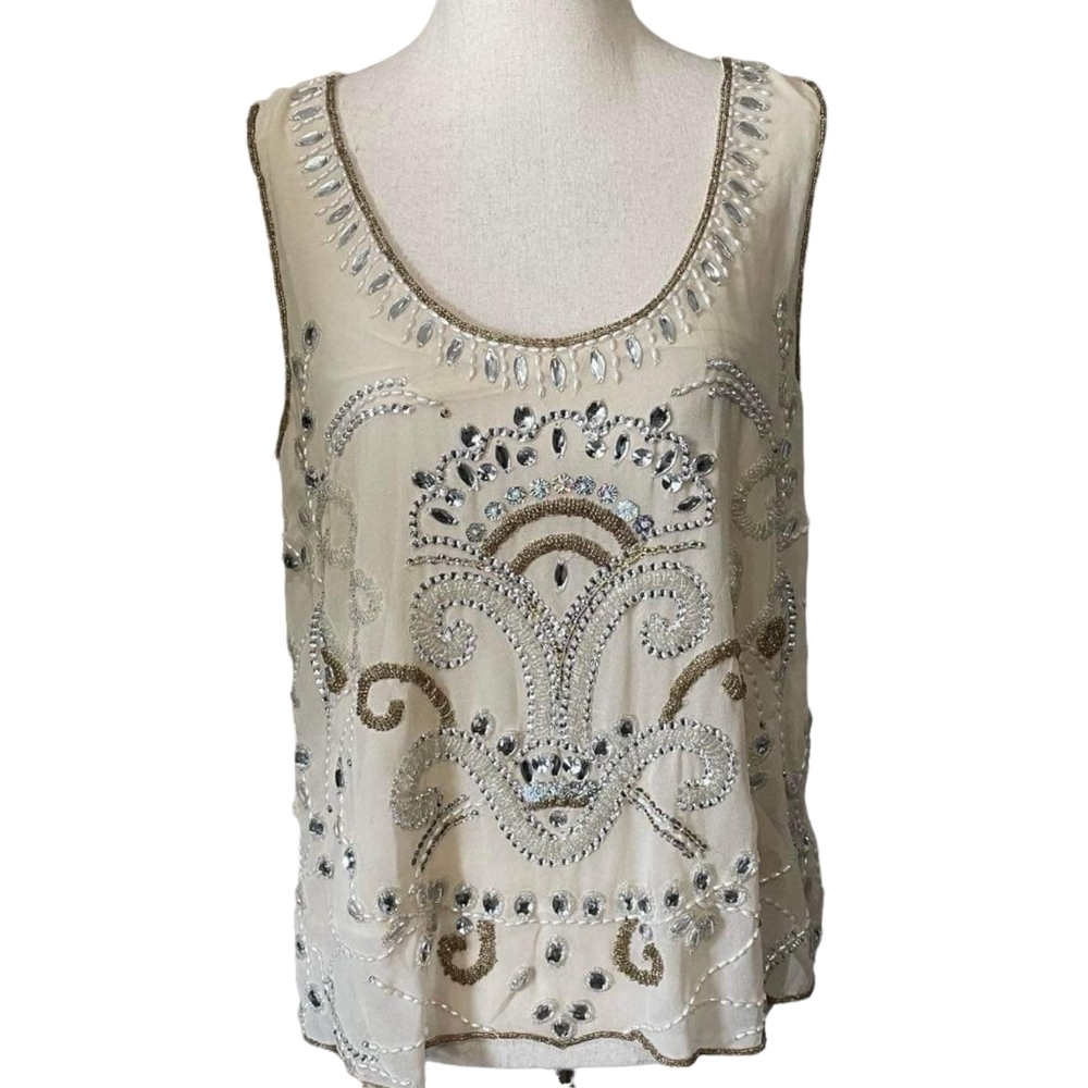 Black Sleeveless Beaded Top